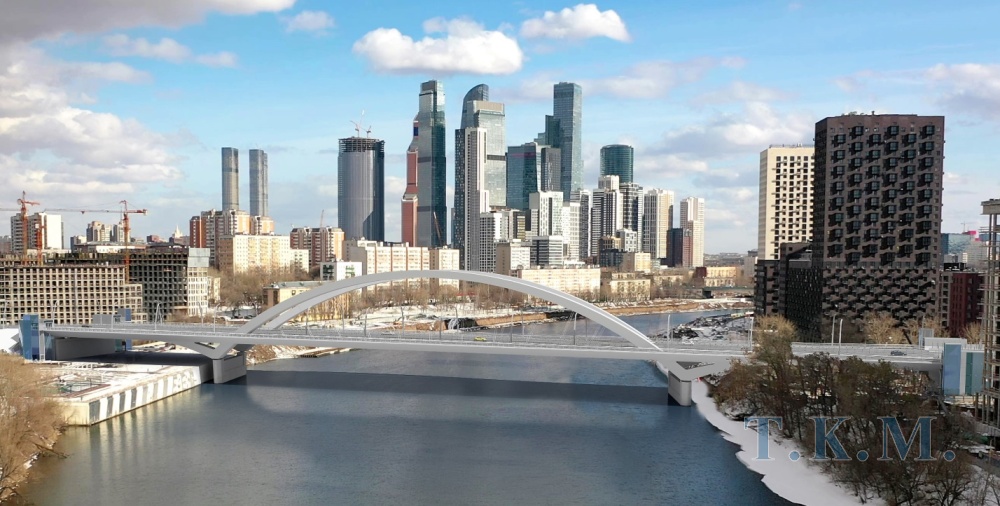 Строительство мостового сооружения через р. Москва в створе Берегового проезда в г. Москве